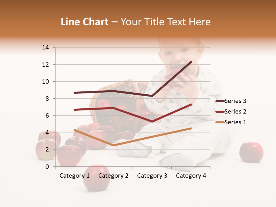 Little Baby With Apples On A White Background PowerPoint Template