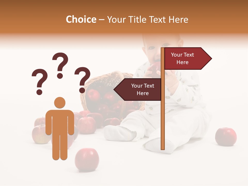 Little Baby With Apples On A White Background PowerPoint Template