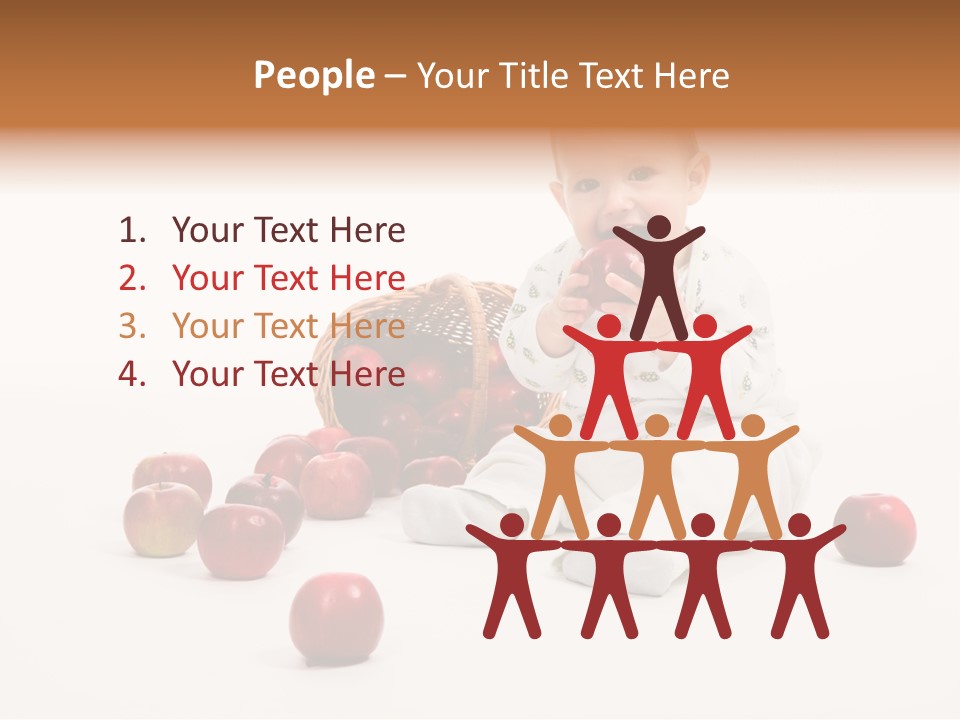 Little Baby With Apples On A White Background PowerPoint Template