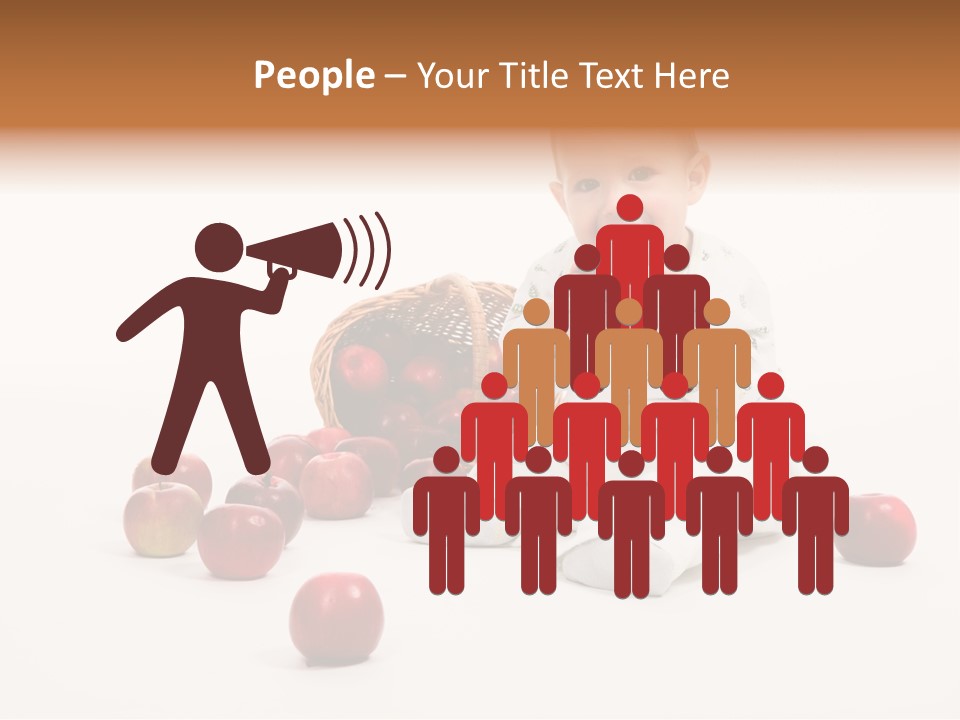 Little Baby With Apples On A White Background PowerPoint Template