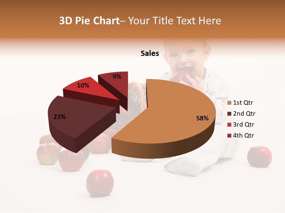 Little Baby With Apples On A White Background PowerPoint Template