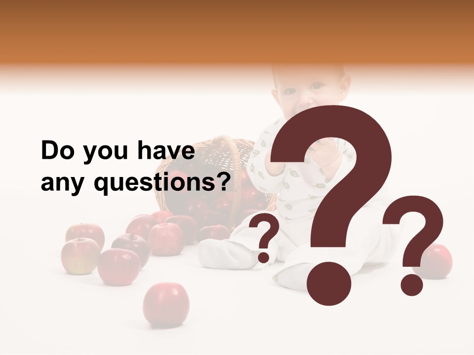 Little Baby With Apples On A White Background PowerPoint Template