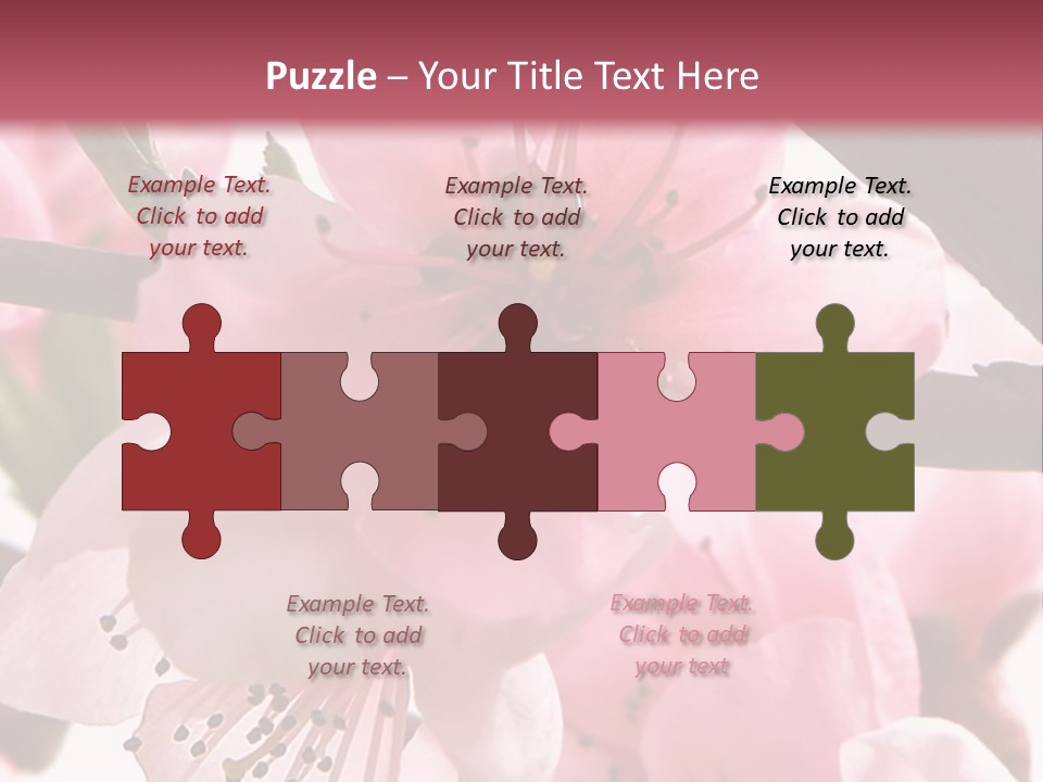 Peach Flowers And Reflection Over White PowerPoint Template