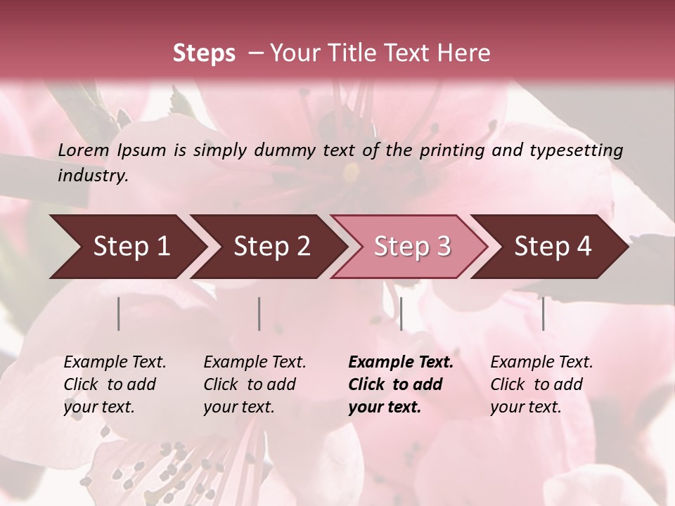 Peach Flowers And Reflection Over White PowerPoint Template