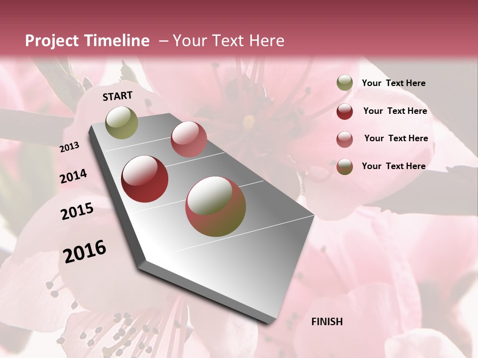 Peach Flowers And Reflection Over White PowerPoint Template