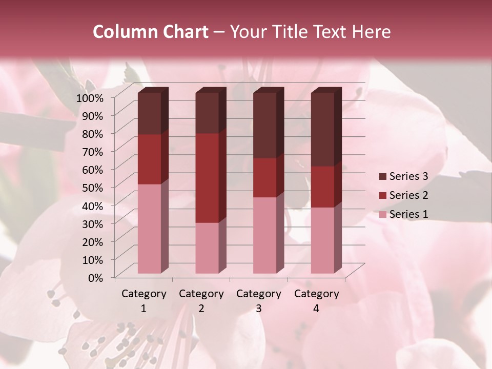 Peach Flowers And Reflection Over White PowerPoint Template