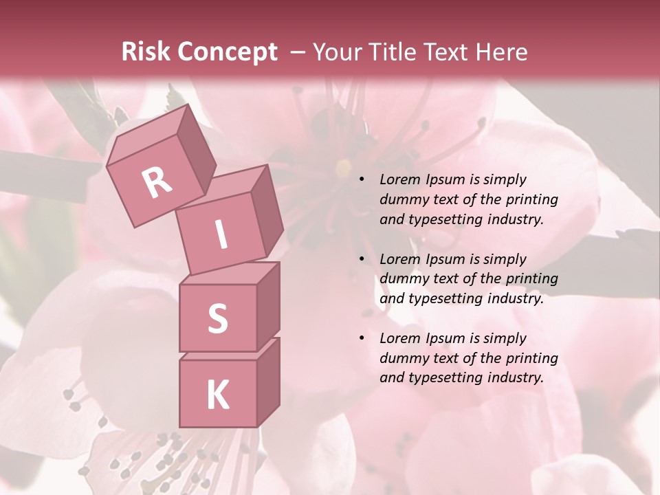 Peach Flowers And Reflection Over White PowerPoint Template