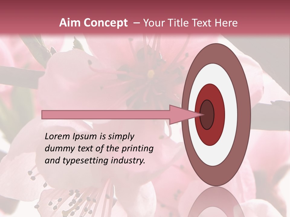 Peach Flowers And Reflection Over White PowerPoint Template