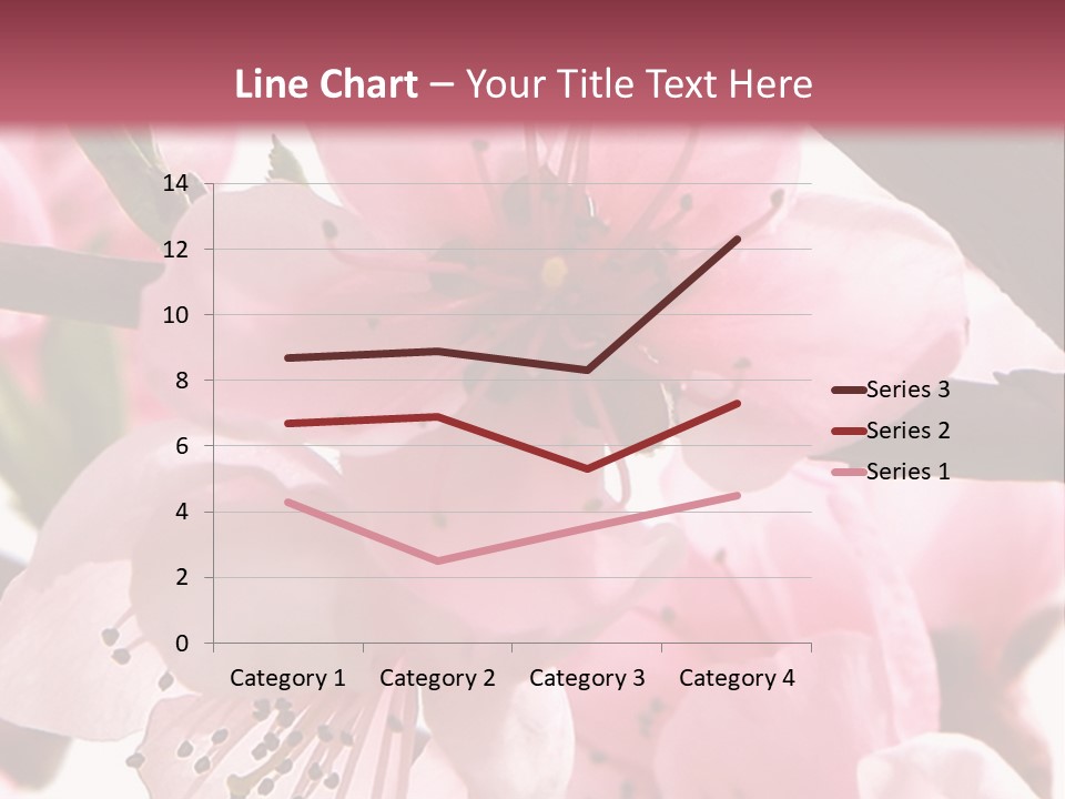 Peach Flowers And Reflection Over White PowerPoint Template