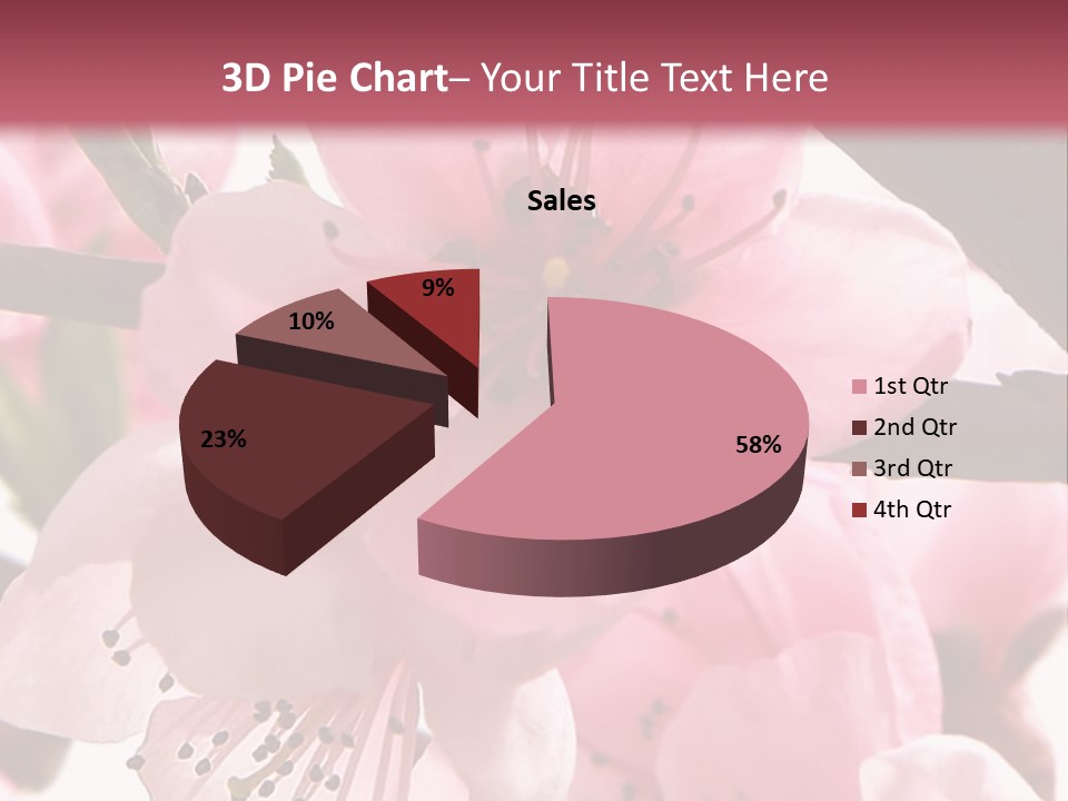 Peach Flowers And Reflection Over White PowerPoint Template
