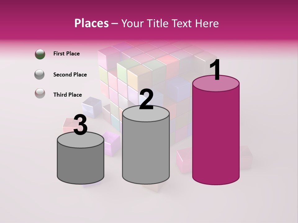 Set Of Crumbling Gold And Silver Cubes PowerPoint Template