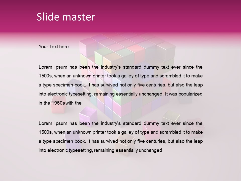 Set Of Crumbling Gold And Silver Cubes PowerPoint Template