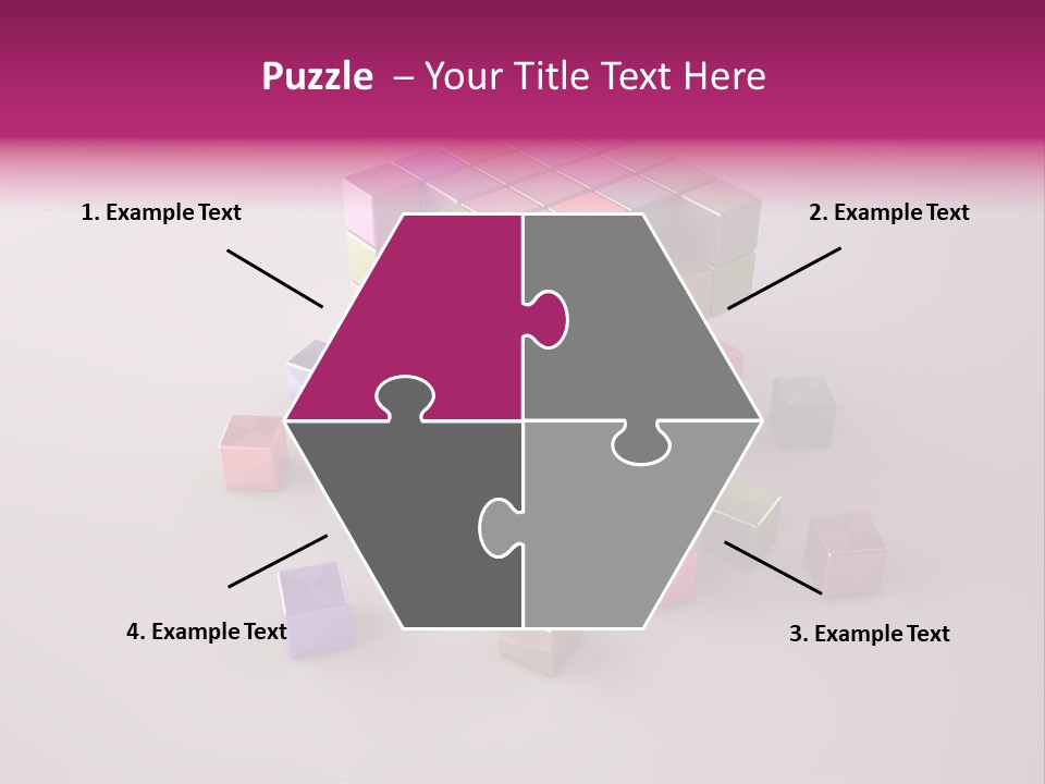 Set Of Crumbling Gold And Silver Cubes PowerPoint Template