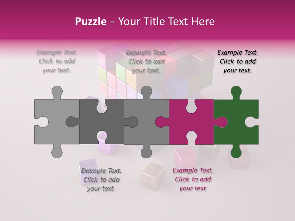 Set Of Crumbling Gold And Silver Cubes PowerPoint Template