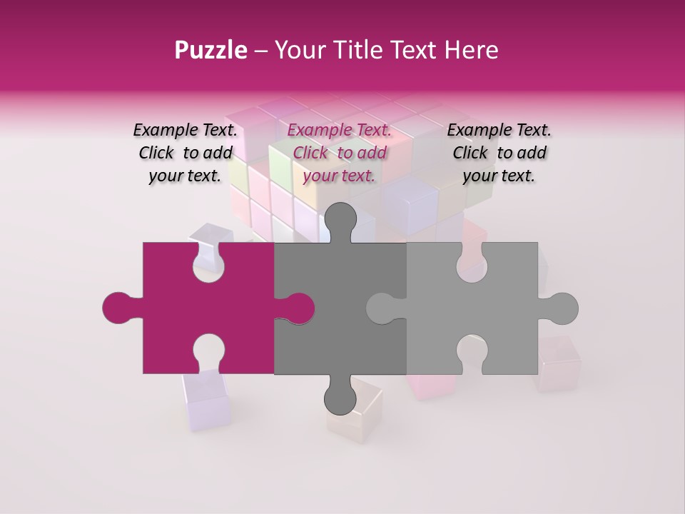 Set Of Crumbling Gold And Silver Cubes PowerPoint Template