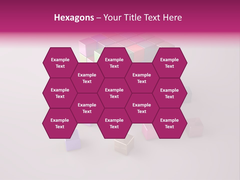 Set Of Crumbling Gold And Silver Cubes PowerPoint Template