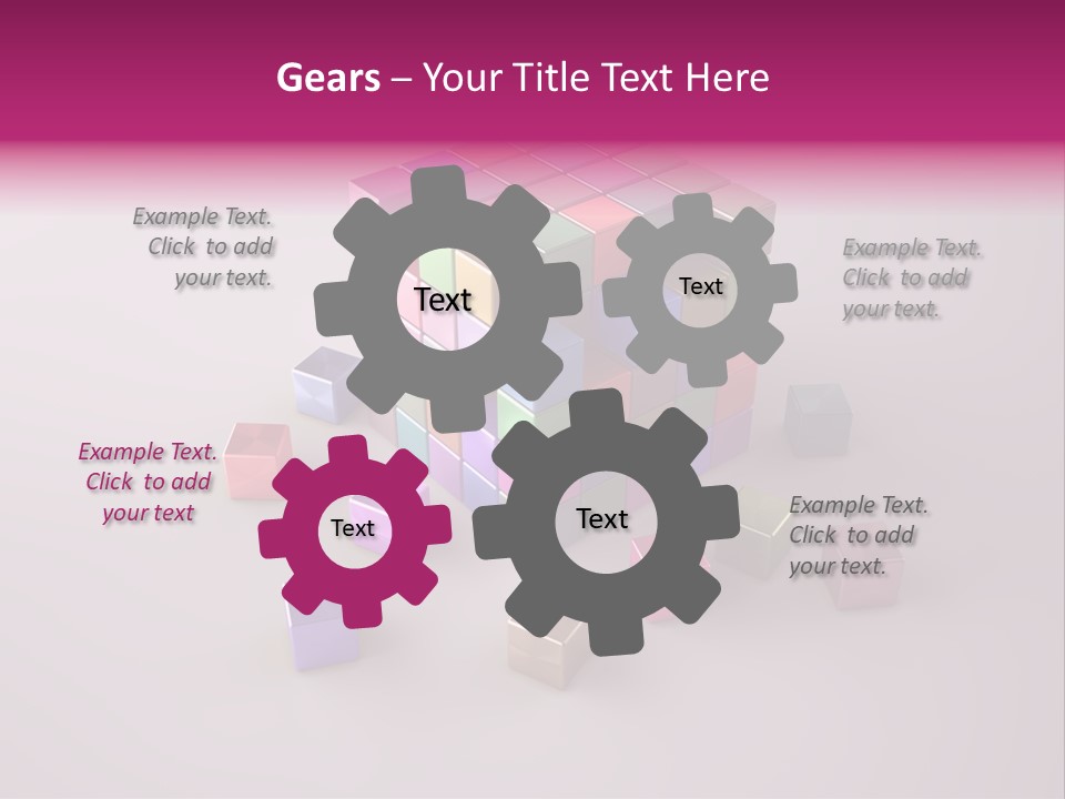 Set Of Crumbling Gold And Silver Cubes PowerPoint Template