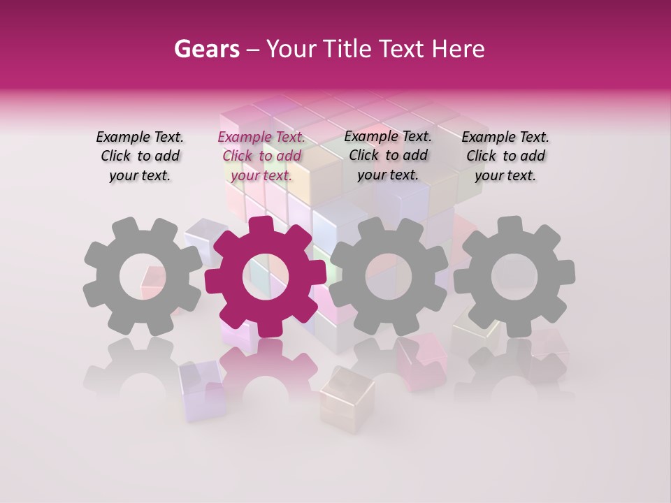 Set Of Crumbling Gold And Silver Cubes PowerPoint Template