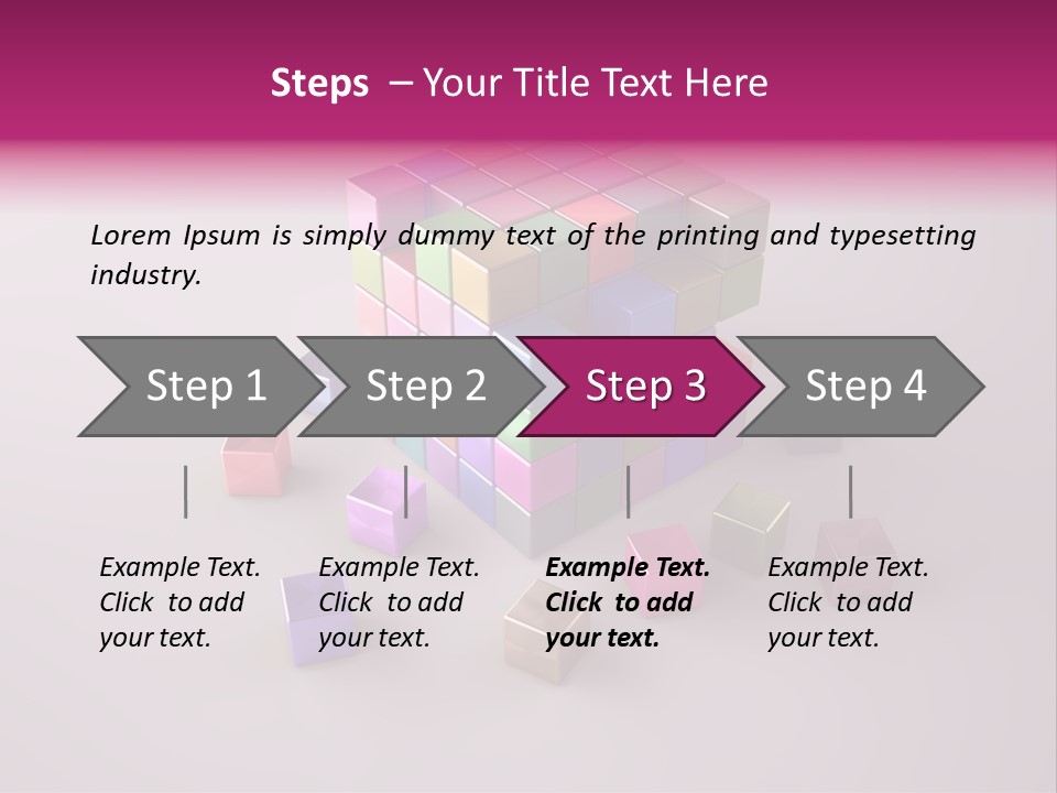Set Of Crumbling Gold And Silver Cubes PowerPoint Template