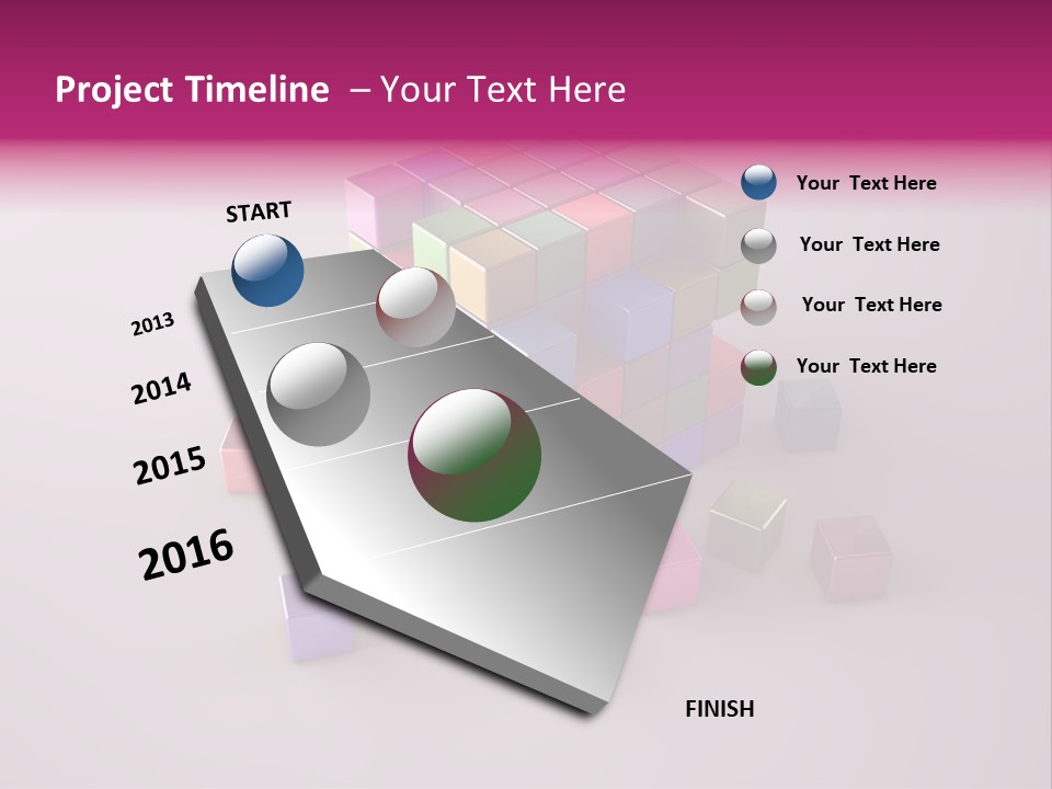 Set Of Crumbling Gold And Silver Cubes PowerPoint Template