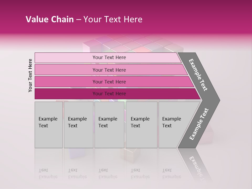 Set Of Crumbling Gold And Silver Cubes PowerPoint Template