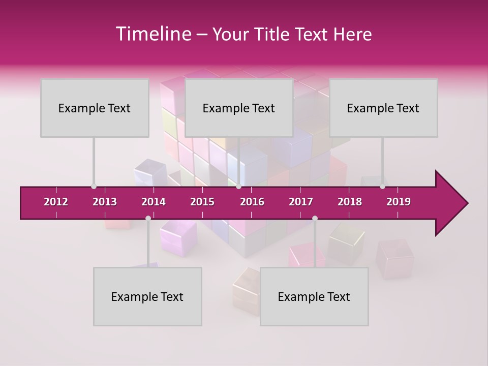 Set Of Crumbling Gold And Silver Cubes PowerPoint Template
