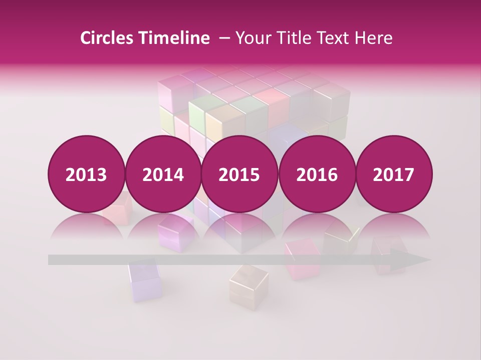 Set Of Crumbling Gold And Silver Cubes PowerPoint Template