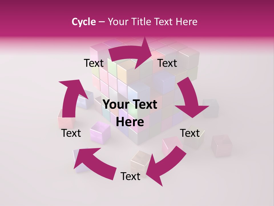 Set Of Crumbling Gold And Silver Cubes PowerPoint Template