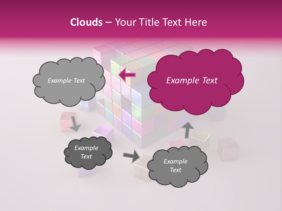 Set Of Crumbling Gold And Silver Cubes PowerPoint Template