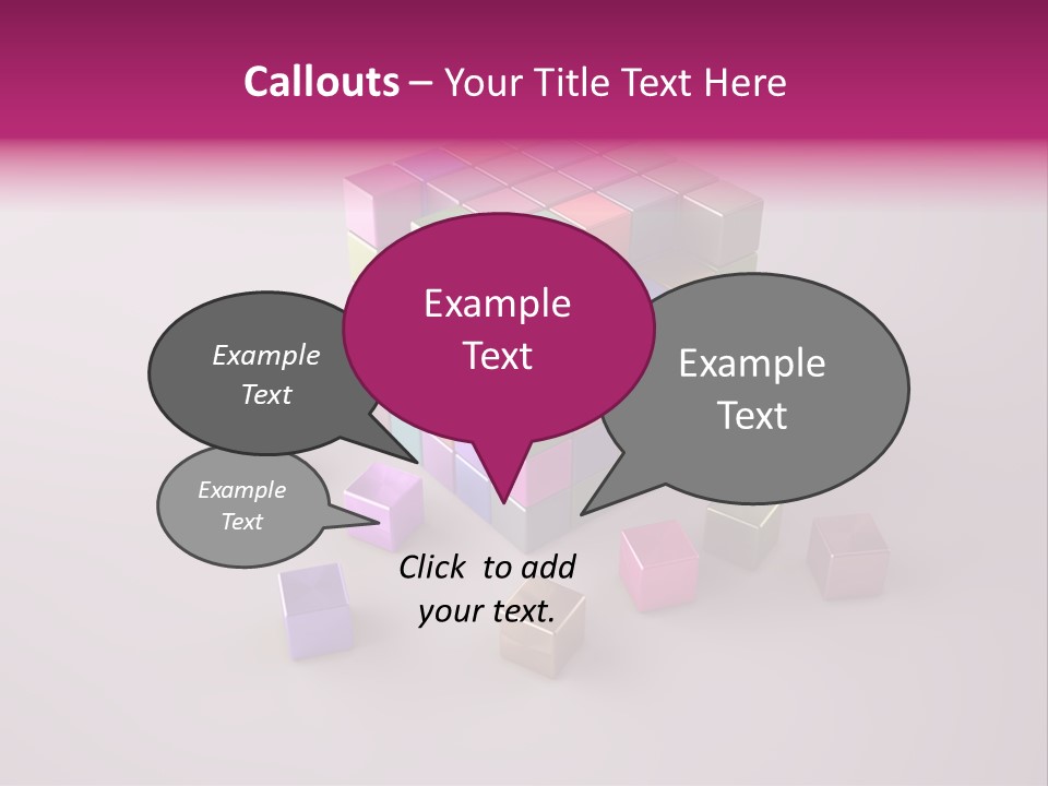 Set Of Crumbling Gold And Silver Cubes PowerPoint Template