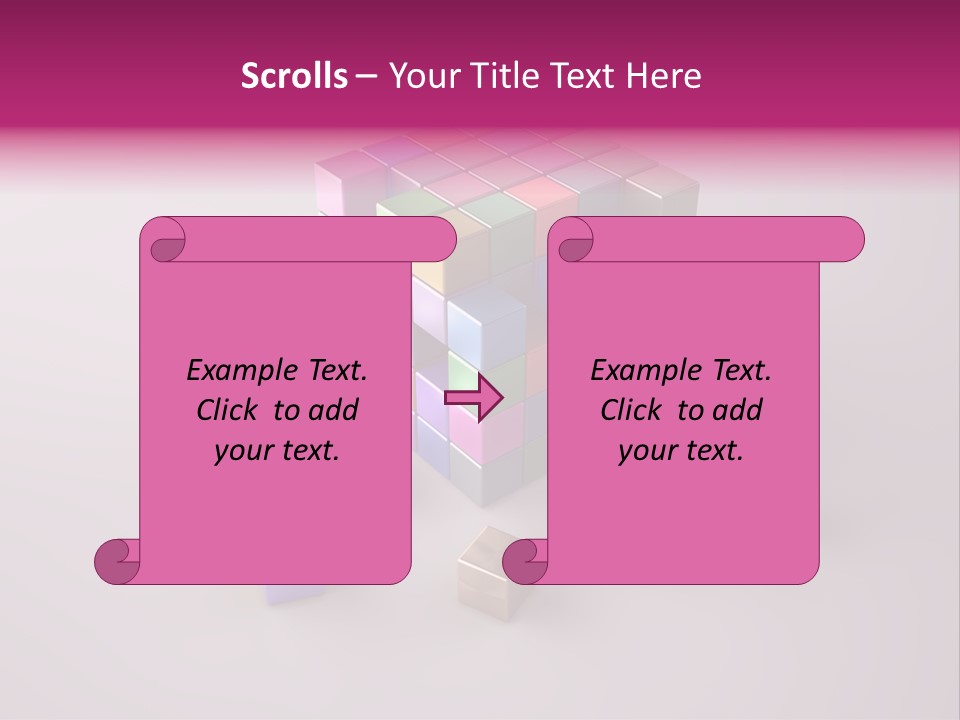 Set Of Crumbling Gold And Silver Cubes PowerPoint Template