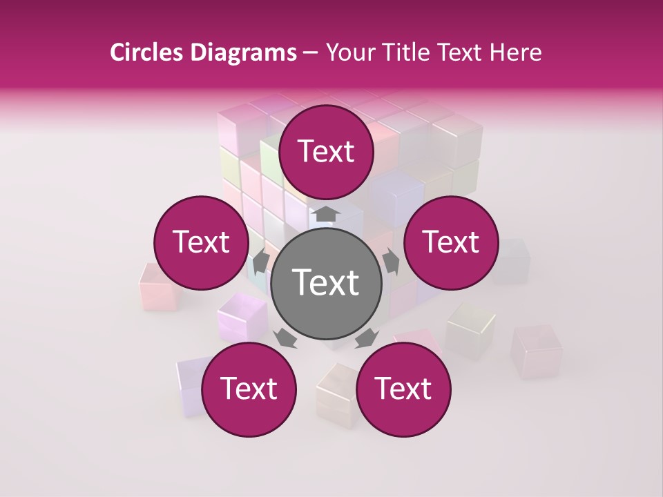 Set Of Crumbling Gold And Silver Cubes PowerPoint Template