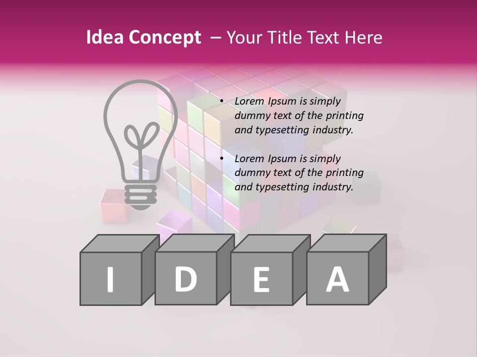 Set Of Crumbling Gold And Silver Cubes PowerPoint Template