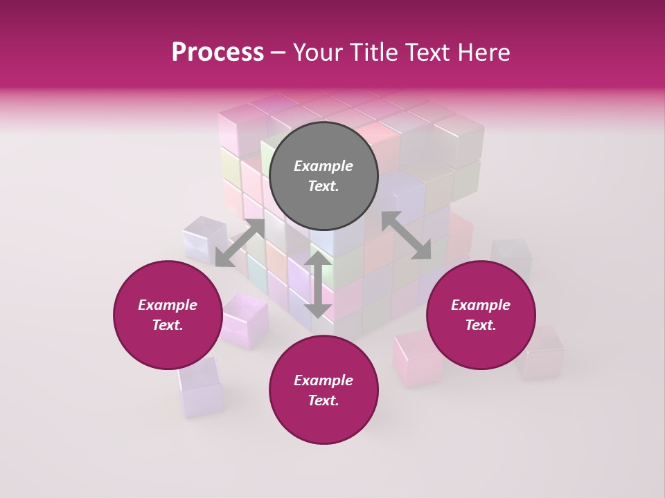 Set Of Crumbling Gold And Silver Cubes PowerPoint Template