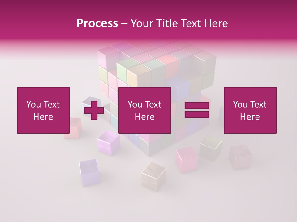 Set Of Crumbling Gold And Silver Cubes PowerPoint Template
