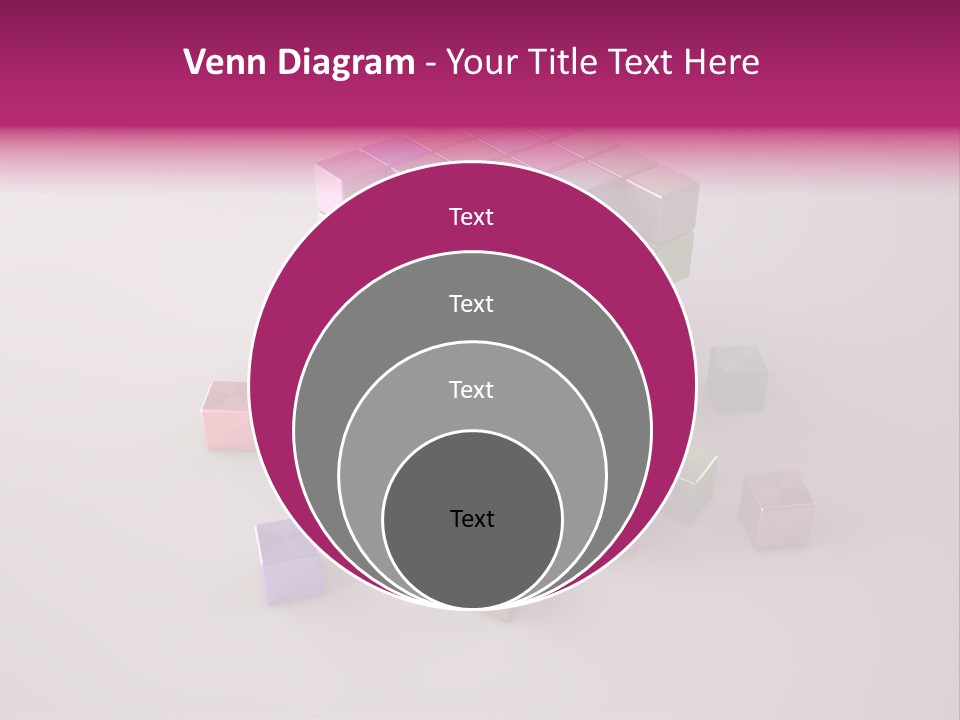 Set Of Crumbling Gold And Silver Cubes PowerPoint Template