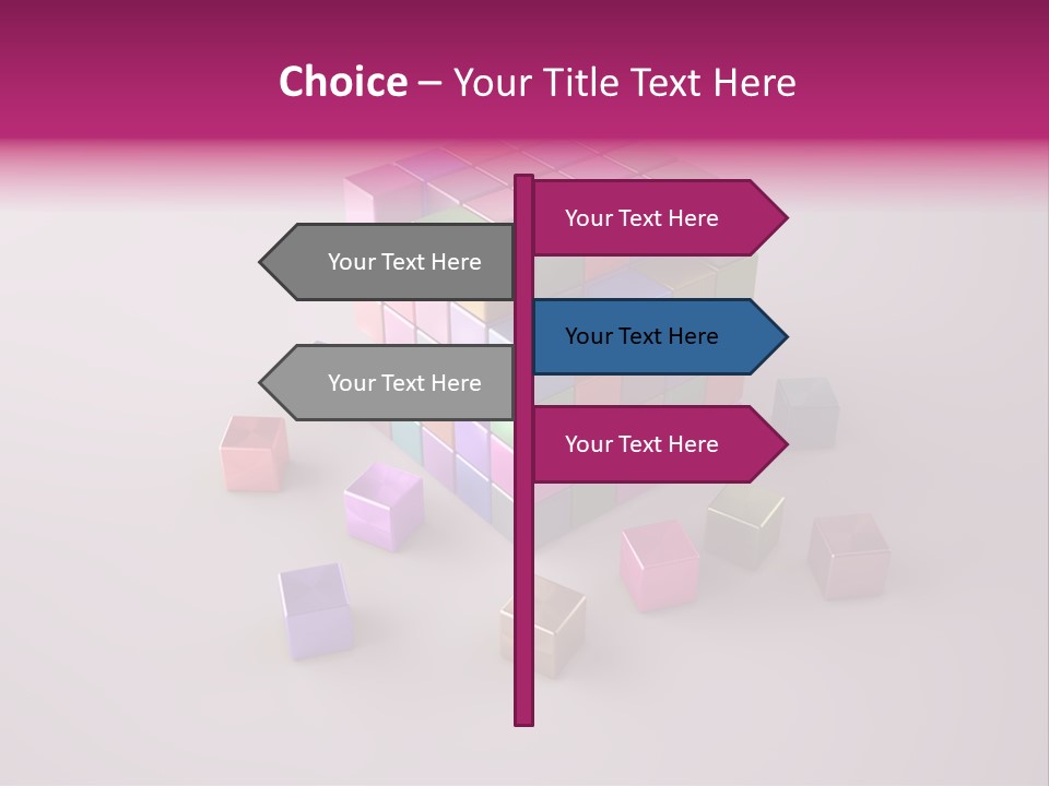 Set Of Crumbling Gold And Silver Cubes PowerPoint Template