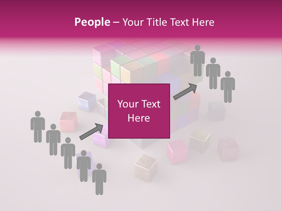 Set Of Crumbling Gold And Silver Cubes PowerPoint Template