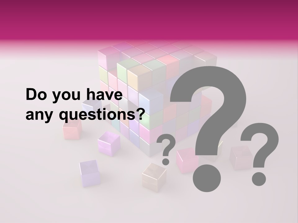 Set Of Crumbling Gold And Silver Cubes PowerPoint Template