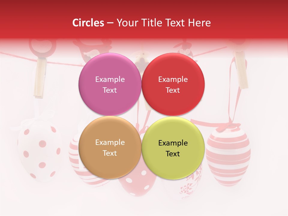A Group Of Red And White Eggs Hanging On A Line PowerPoint Template
