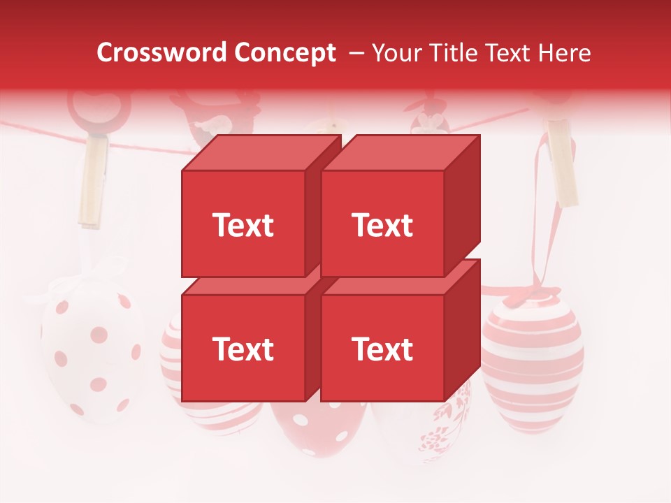 A Group Of Red And White Eggs Hanging On A Line PowerPoint Template