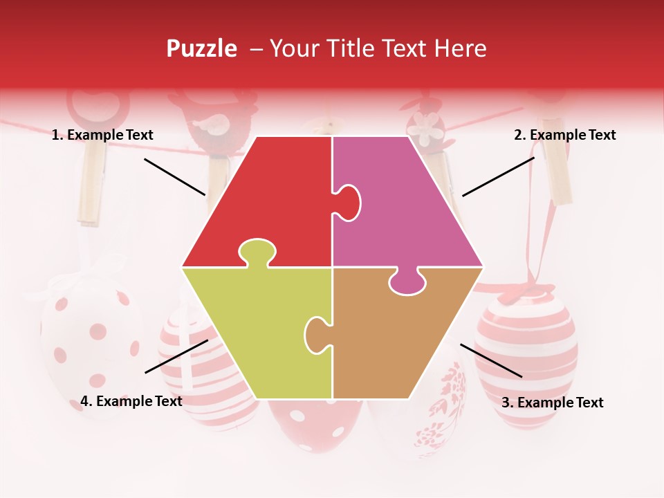 A Group Of Red And White Eggs Hanging On A Line PowerPoint Template