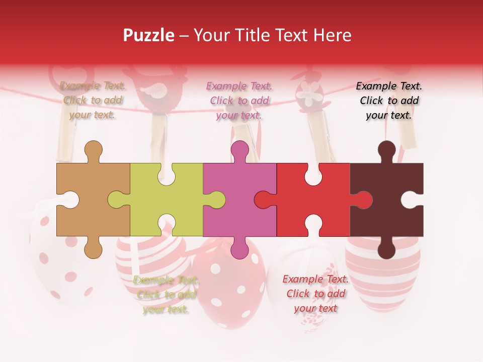 A Group Of Red And White Eggs Hanging On A Line PowerPoint Template