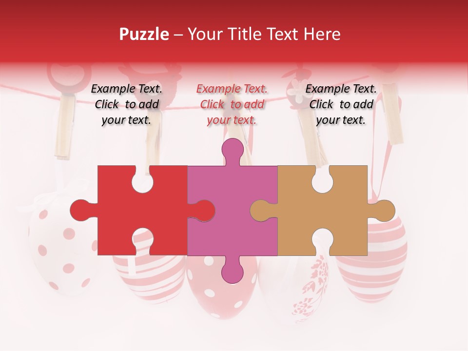 A Group Of Red And White Eggs Hanging On A Line PowerPoint Template