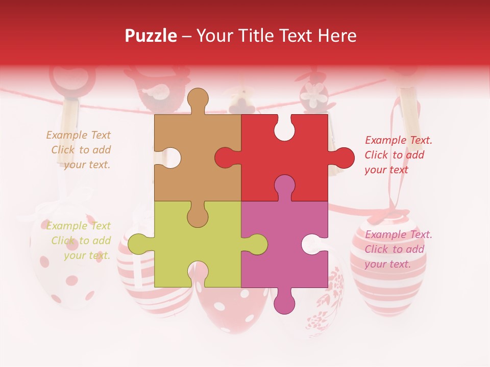 A Group Of Red And White Eggs Hanging On A Line PowerPoint Template