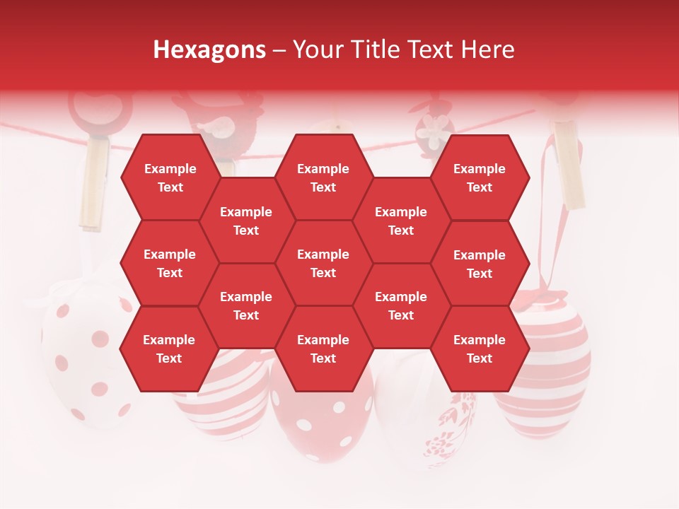 A Group Of Red And White Eggs Hanging On A Line PowerPoint Template