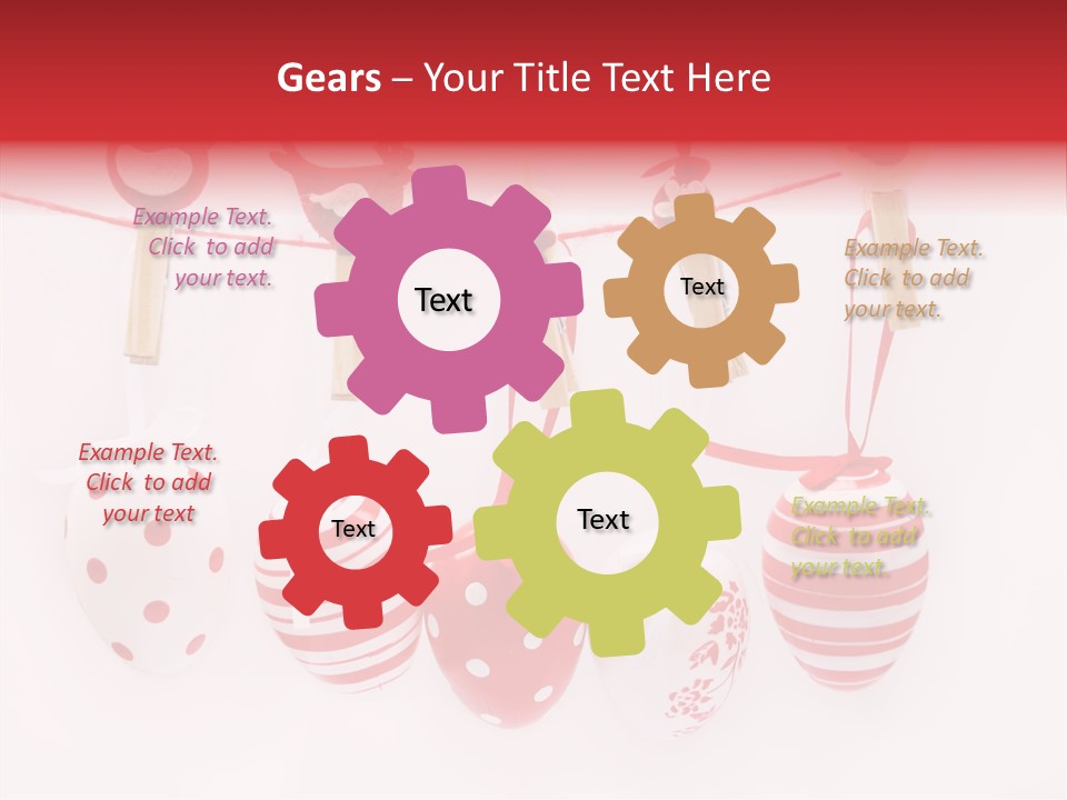 A Group Of Red And White Eggs Hanging On A Line PowerPoint Template