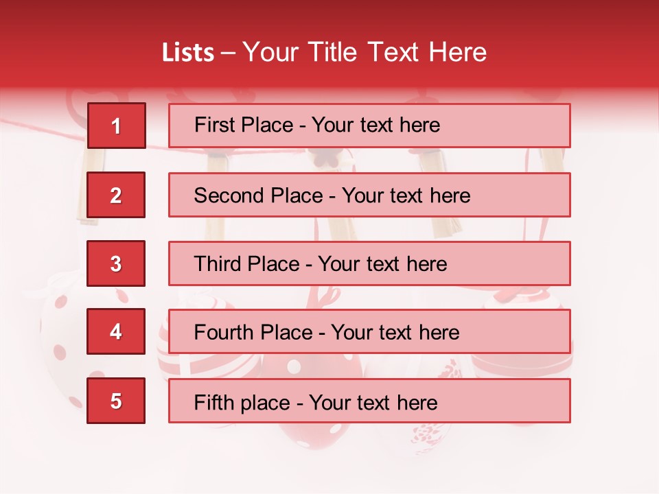 A Group Of Red And White Eggs Hanging On A Line PowerPoint Template
