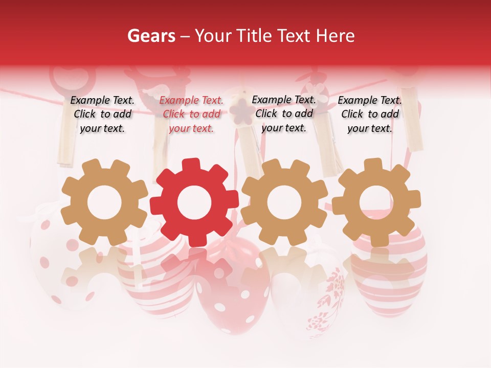 A Group Of Red And White Eggs Hanging On A Line PowerPoint Template