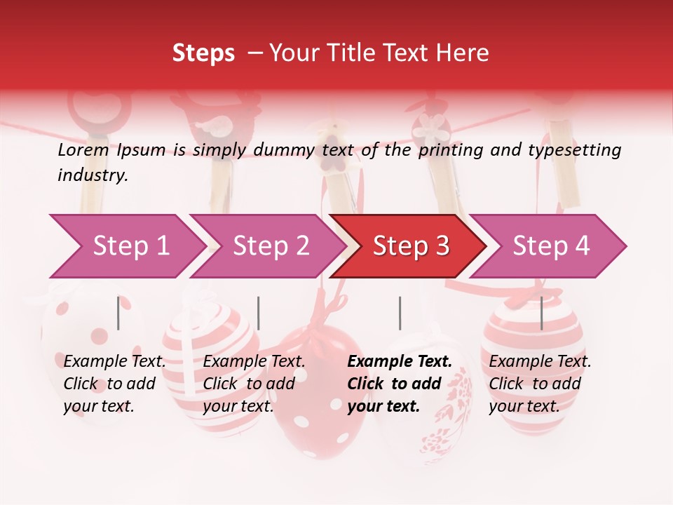 A Group Of Red And White Eggs Hanging On A Line PowerPoint Template